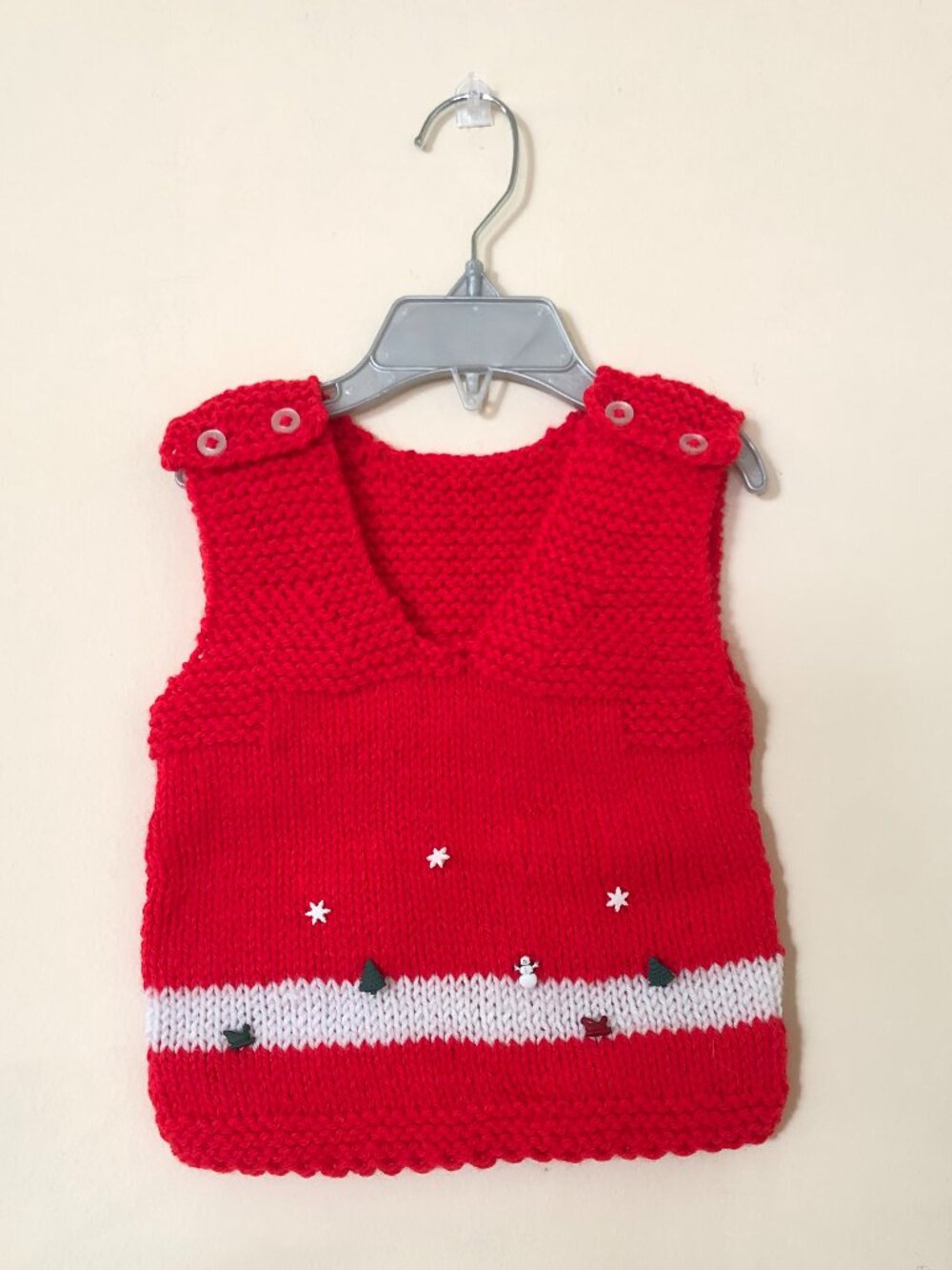 Hand Knitted Vest for Hollidays, Cozy Vest With Button Closure